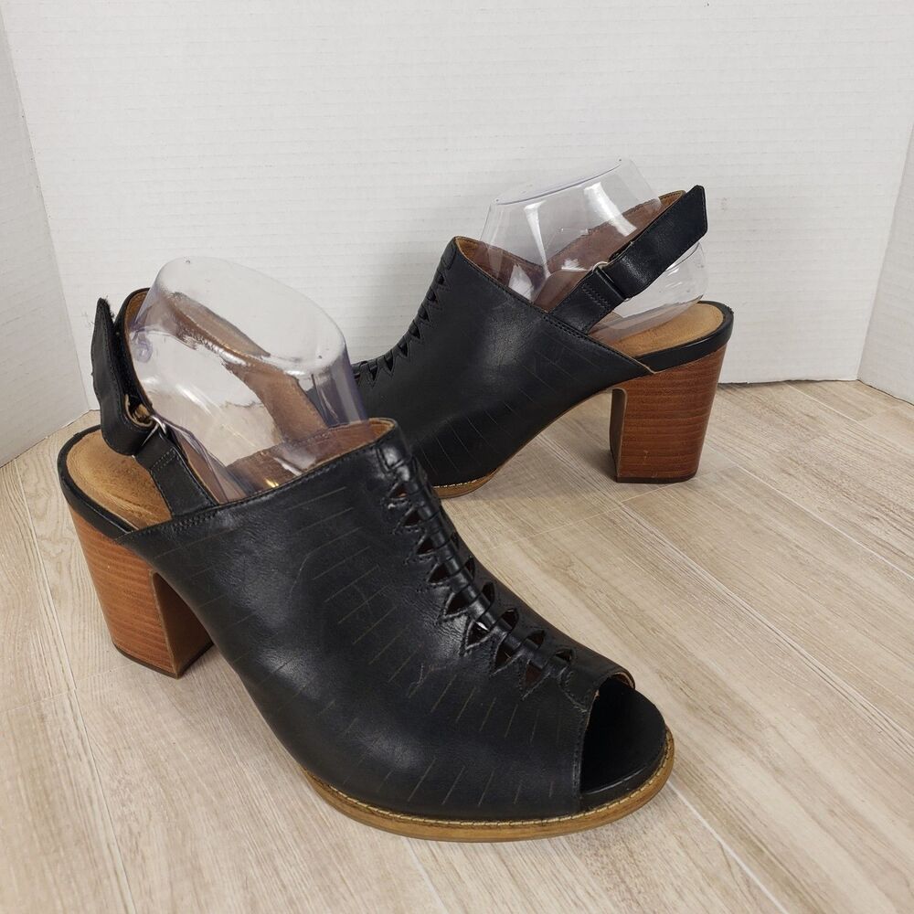 Clarks Artisan Briatta Key Slingback Block-Heel Sandals Black Women's Size 9